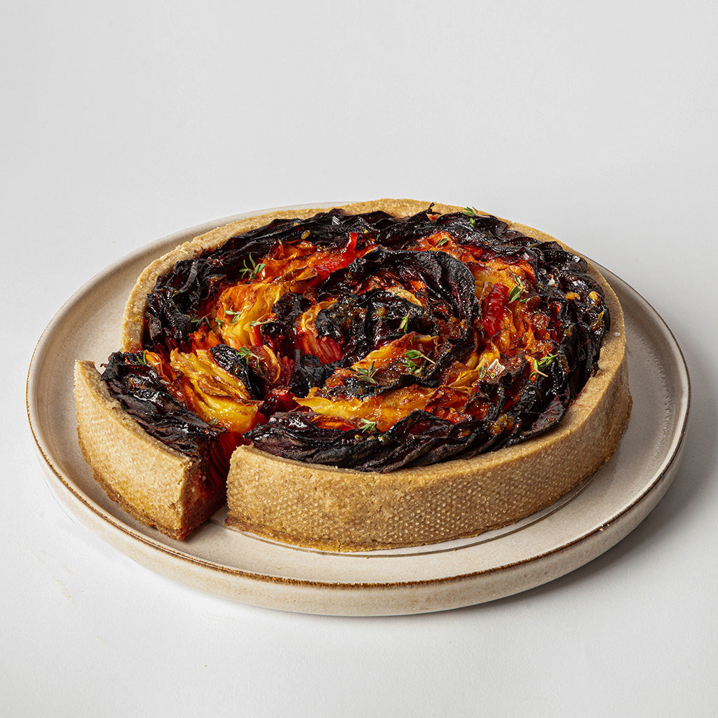 Roasted Roots Tart With Chilli Orange Glaze & Thyme