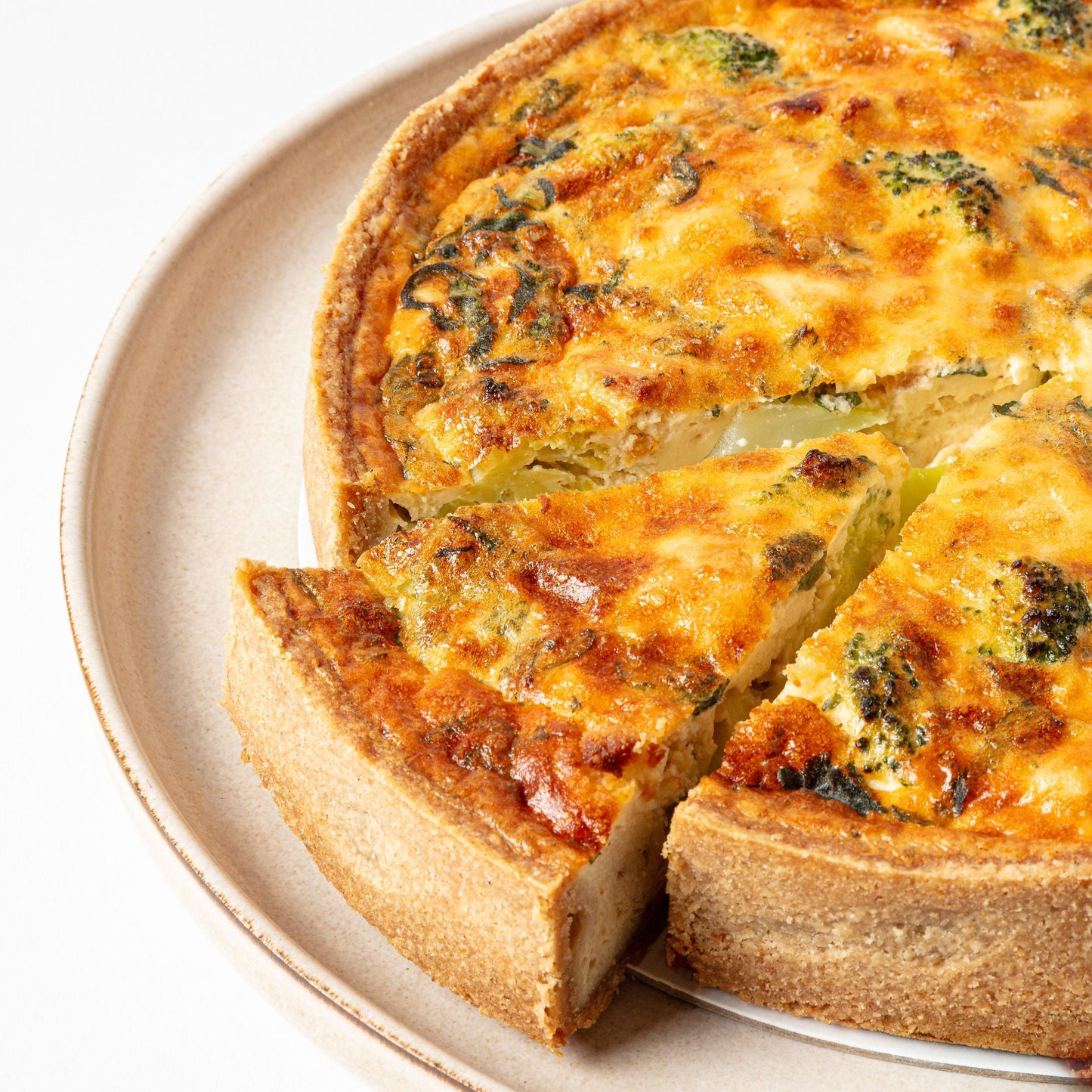 Broccoli, Almond Feta & Oregano Quiche