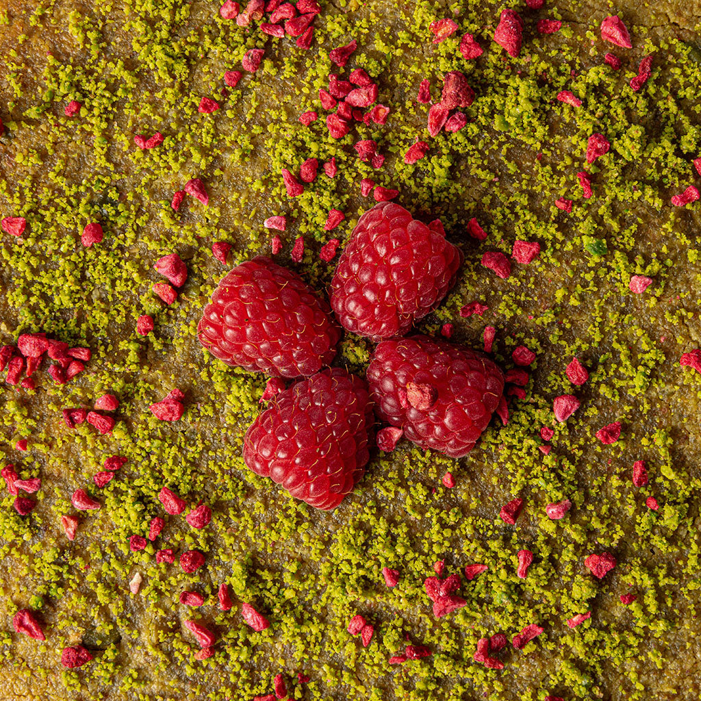 Pistachio Raspberry Frangipane With Rose Syrup