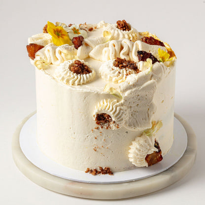 Carrot Cake with Roasted Pineapples, Candied Walnuts & Cream Cheese Buttercream