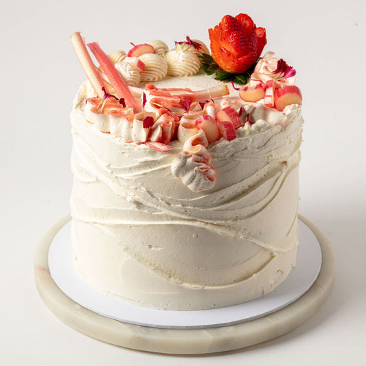 Shortcake with Rhubarb Compote, Apple Rhubarb Curd, Strawberry Compote & Honeycomb Cream